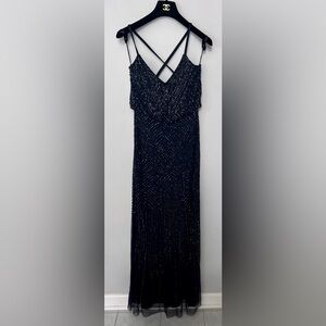 Cache Blue Sequin Cocktail Gown
